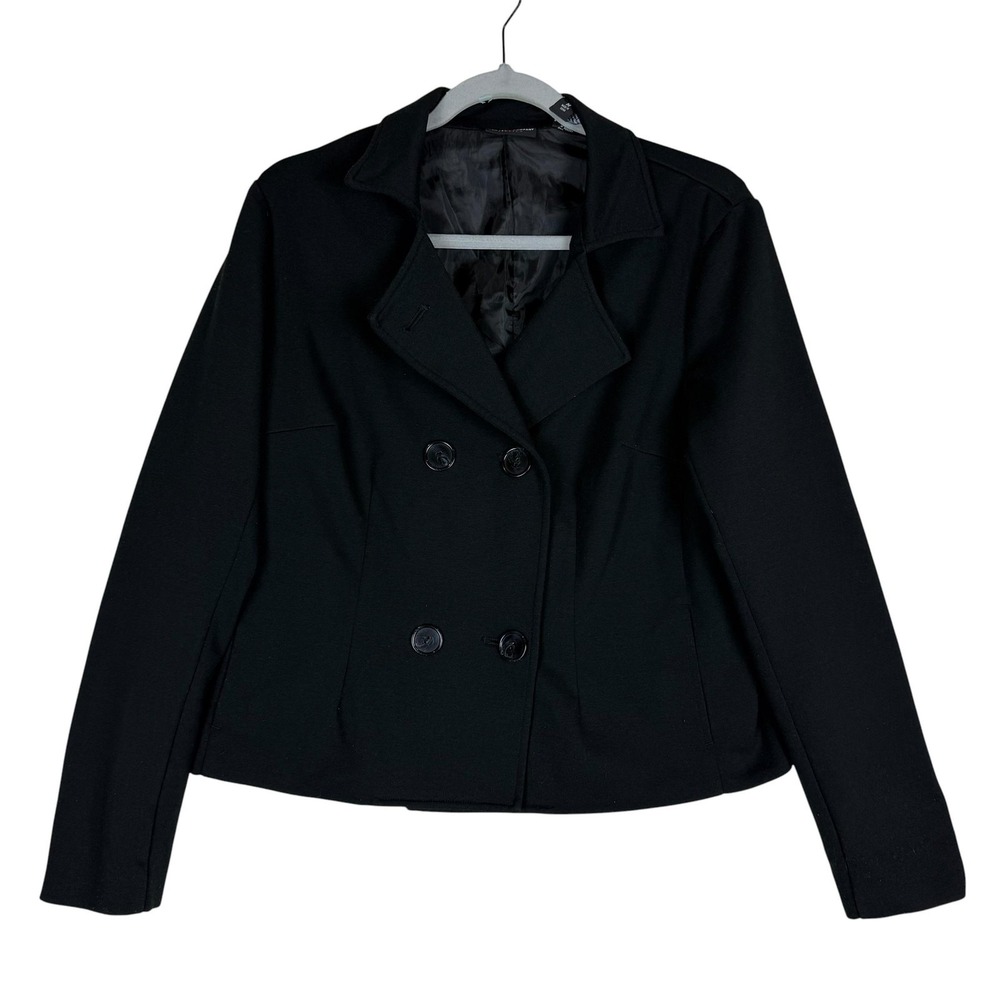 New York‎ & Company Blazer Womens M Black Stretch Double Breasted Lined Jacket